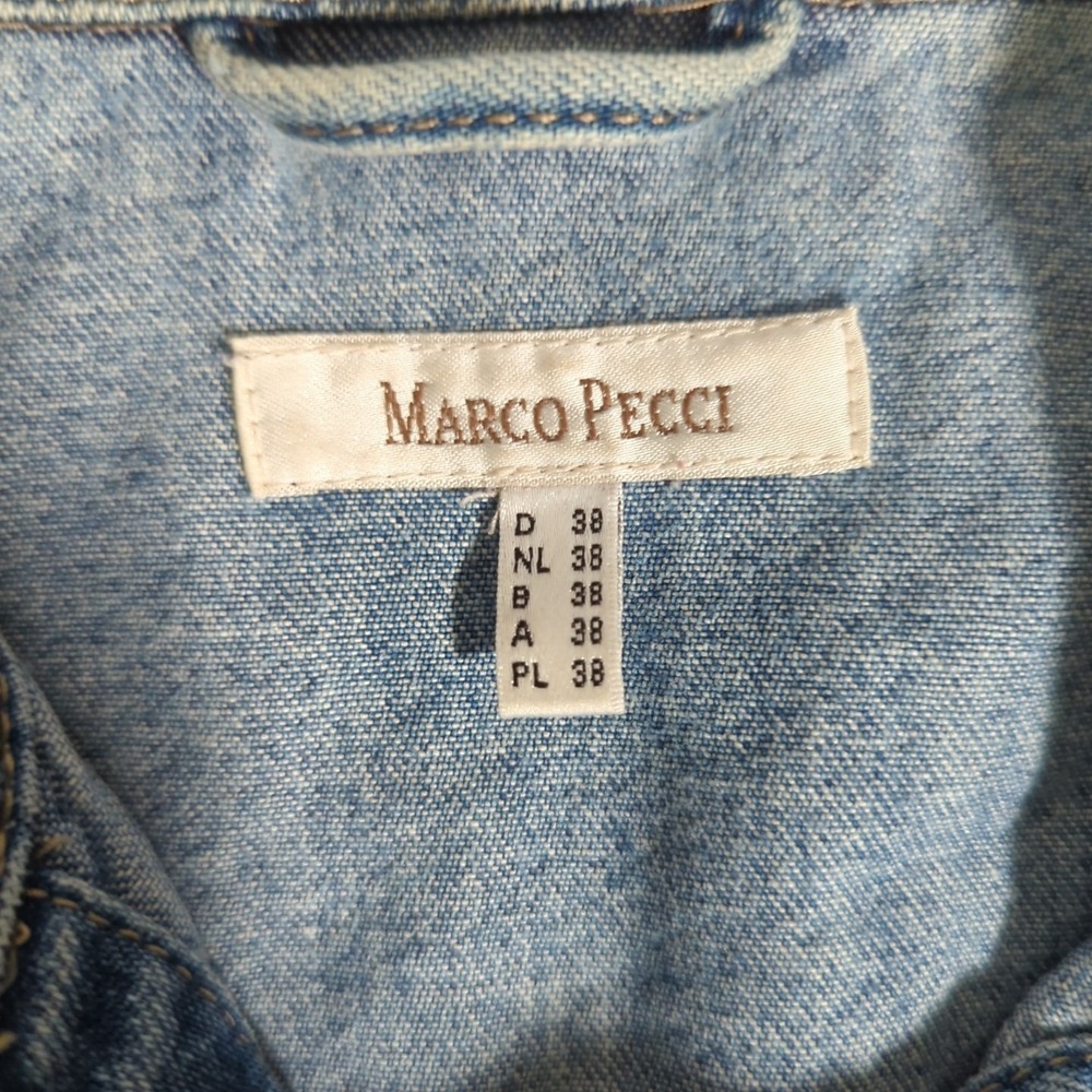 Marco Pecci Denim Jacket Womens 38 US 6 Blue Jean Trucker Denim Cotton Y2K Boxy - Picture 4 of 8